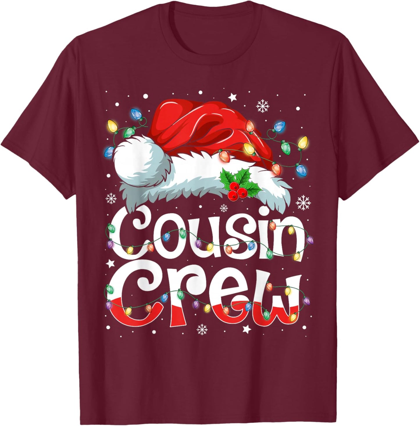 Christmas Cousin Crew Santa Hat Kids Men Women T-Shirt - T-Shirt | Maroon