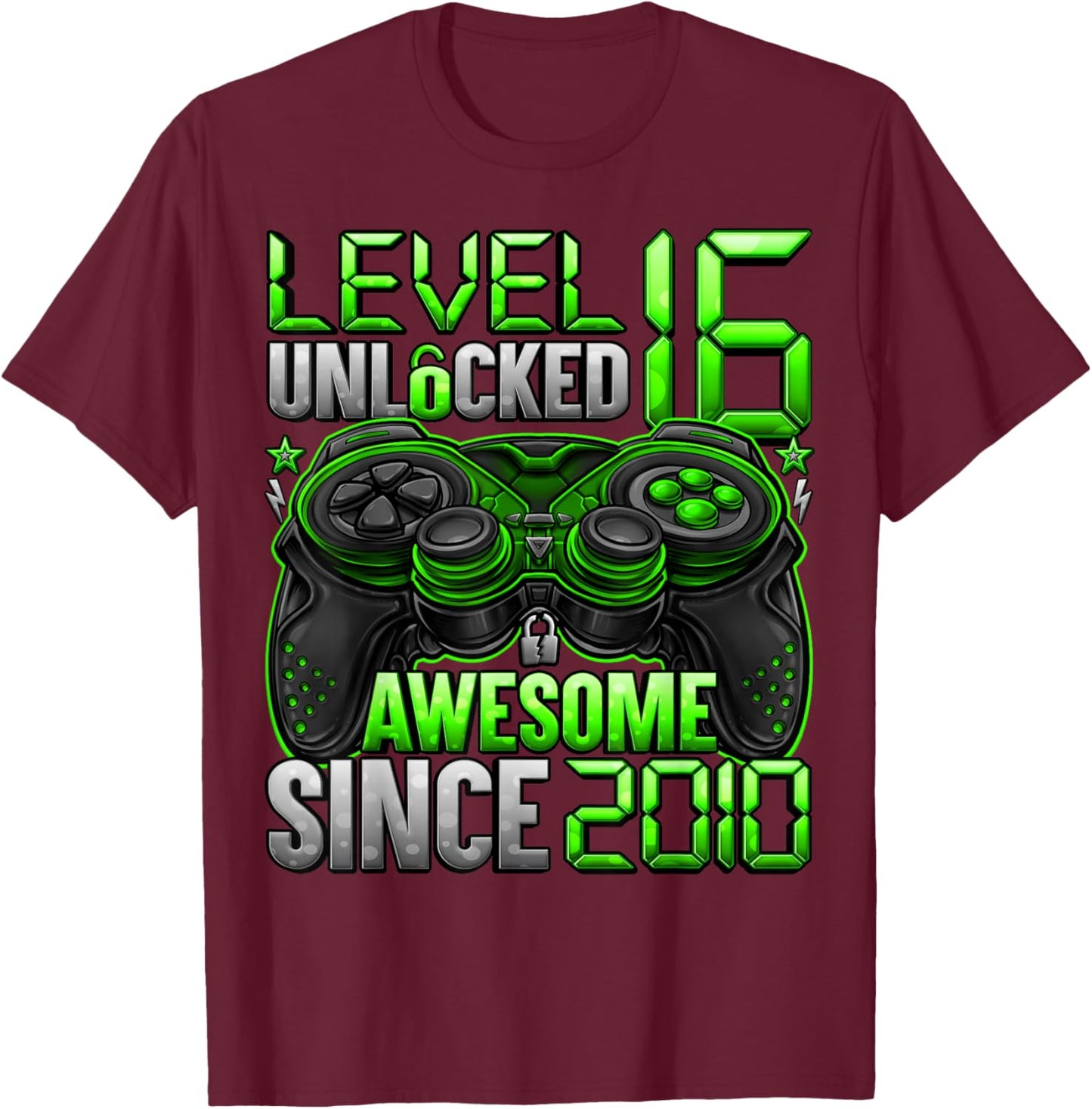 Level 16 Unlocked 16 Year Old Gifts Boys 16th Birthday Boy T-Shirt - T-Shirt | Maroon