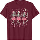 Dancing Skeletons Pink Coquette Halloween Women Girls T-Shirt - T-Shirt | Maroon