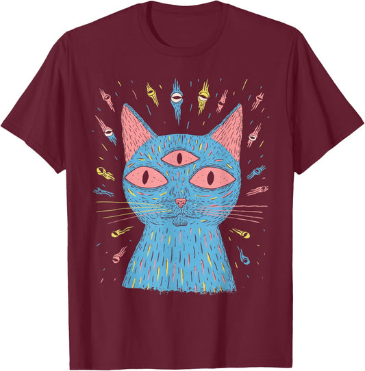 Third Eye Cat T-Shirt - T-Shirt | Maroon