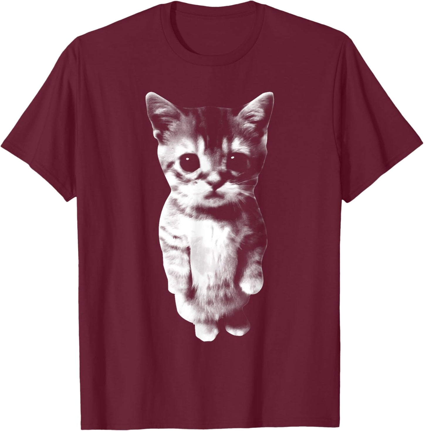 El Gato Sad Kitten Funny Meme Sad Crying Cat Munchkin Kitty T-Shirt - T-Shirt | Maroon