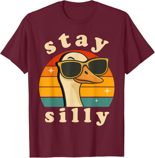 Stay Silly Goose Boys Kids Retro Cute Matching Friends 70s T-Shirt - T-Shirt | Maroon