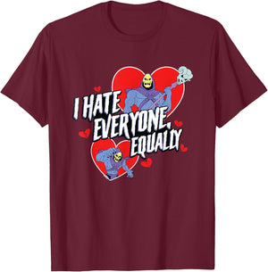 Skeletor Valentine's Day I Hate Everyone Equally T-Shirt - T-Shirt | Maroon