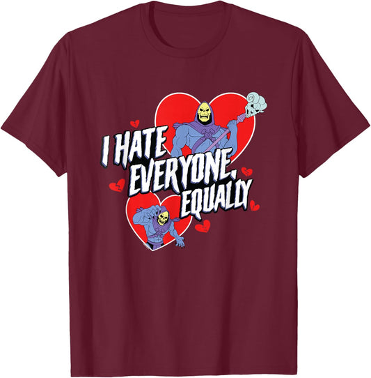 Skeletor Valentine's Day I Hate Everyone Equally T-Shirt - T-Shirt | Maroon