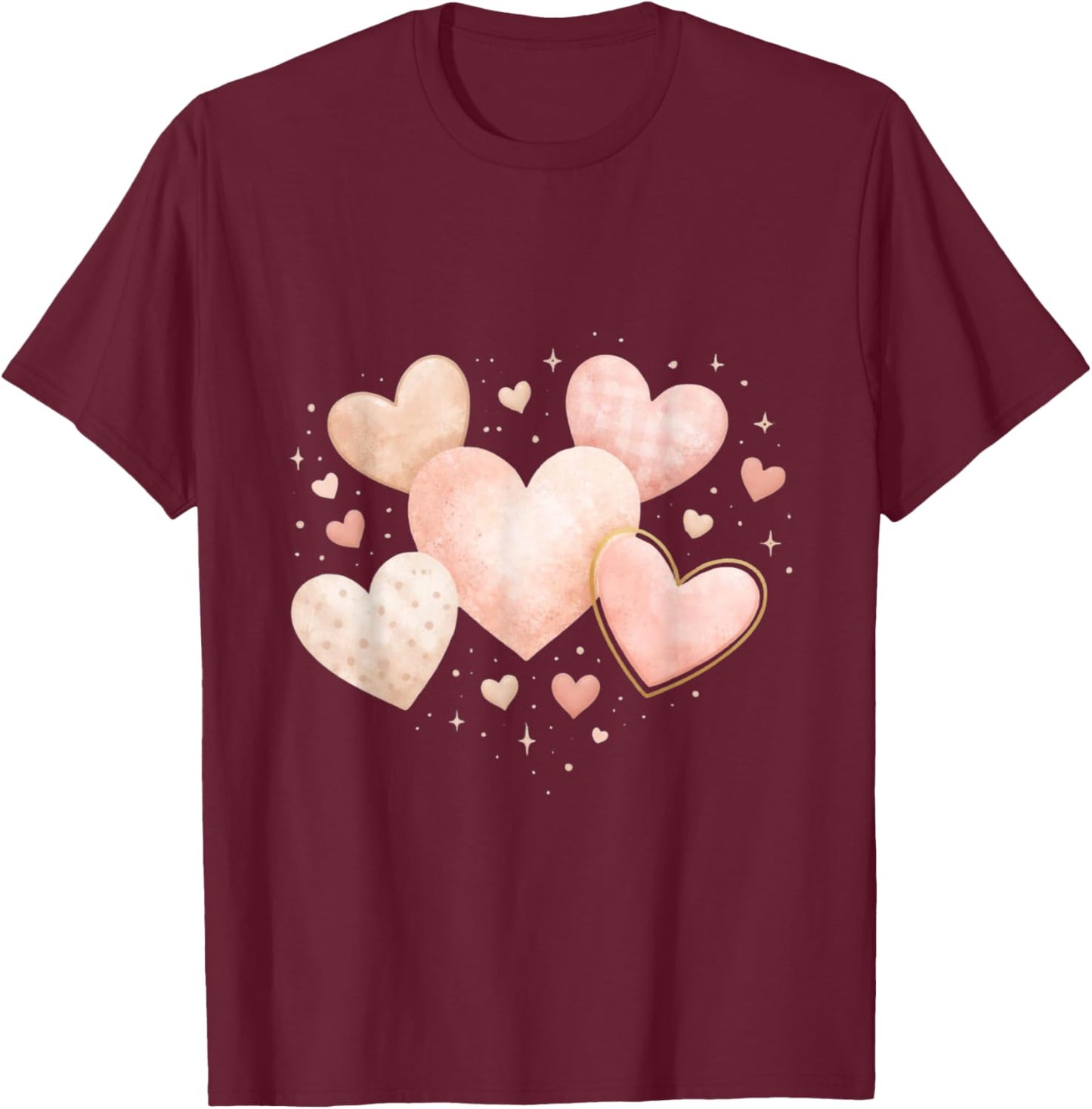 Hearts Design – Cute Valentine’s Day Love Artwork T-Shirt - T-Shirt | Maroon