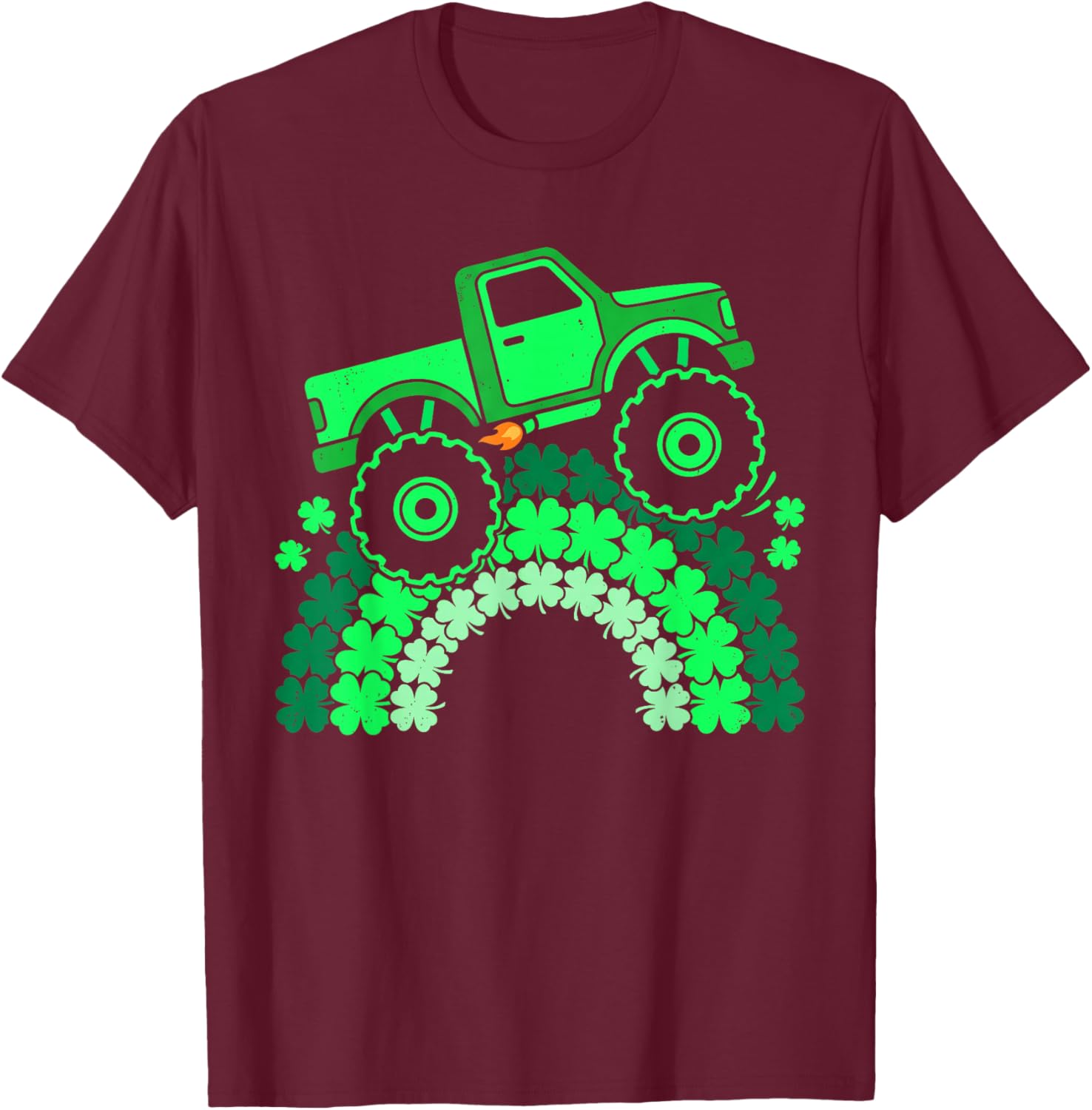 Monter Truck Lucky Shamrock Funny St Patrick's Day Kids Boys T-Shirt - T-Shirt | Maroon