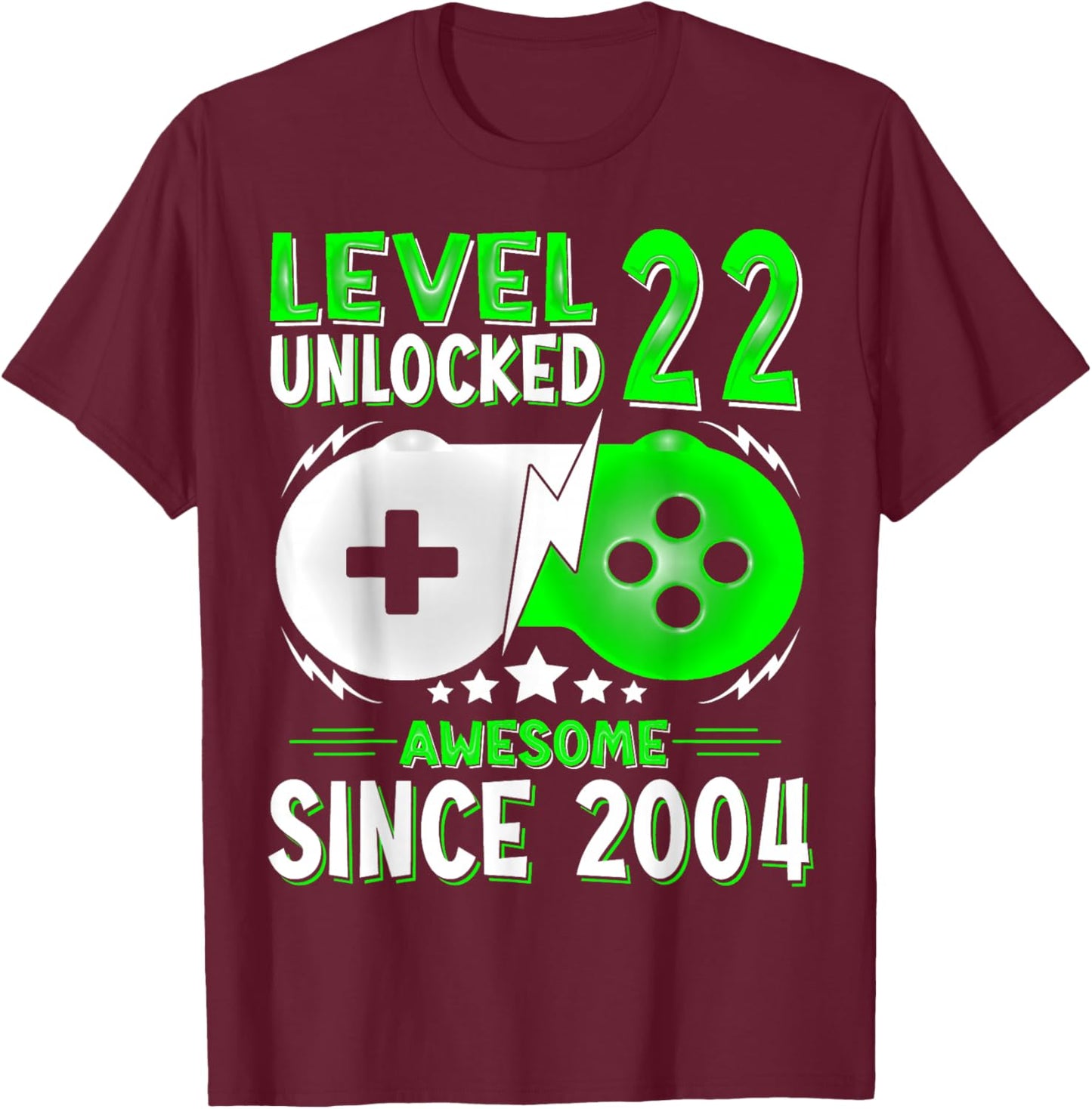 Level 22 Unlocked Birthday 22 Years Old Gifts 22nd Birthday T-Shirt - T-Shirt | Maroon
