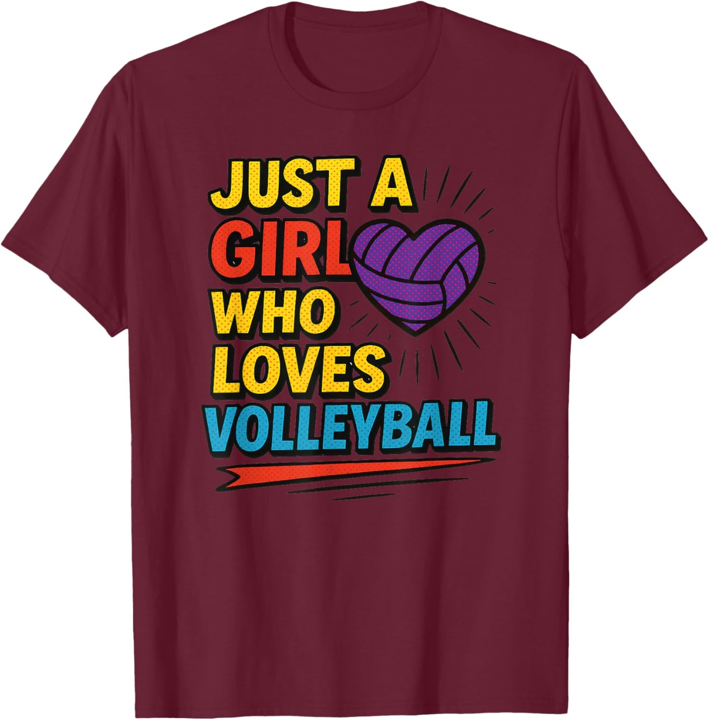 Volleyball Pop Comic for Teen Girls That Love Volleyball T-Shirt - T-Shirt | Maroon