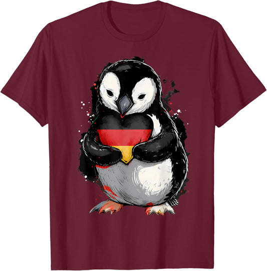 Germany Roots German Flag Deutschland Penguin T-Shirt - T-Shirt | Maroon