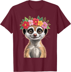 Meerkat Art Girls Wildlife Animal Meerkat Lover T-Shirt - T-Shirt | Maroon