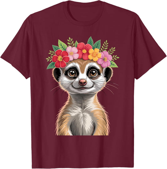Meerkat Art Girls Wildlife Animal Meerkat Lover T-Shirt - T-Shirt | Maroon
