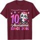 Awesome Since 2016 10th Birthday Panda Theme Party T-Shirt - T-Shirt | Maroon