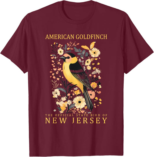 American New Jersey State Bird Art T-Shirt - T-Shirt | Maroon