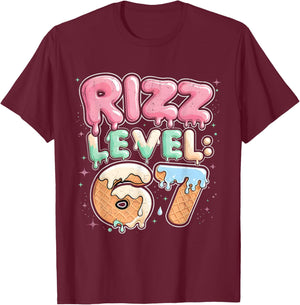 67 Ice Cream Drip Cool Meme Six Seven Gen Alpha Slang T-Shirt - T-Shirt | Maroon