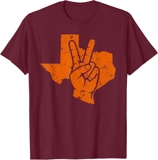 Vintage Texas Peace Graphic Classic Women Kids T-Shirt - T-Shirt | Maroon