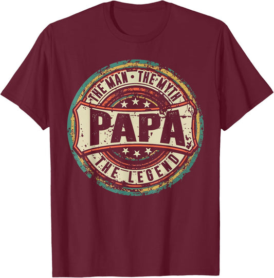Retro The Man The Myth The Legend Papa Father's Day T-Shirt - T-Shirt | Maroon