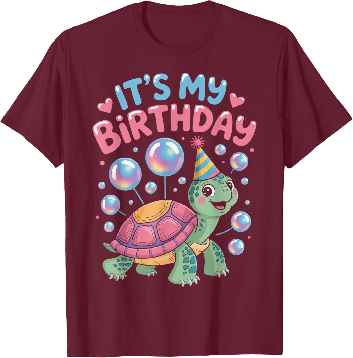 Birthday Turtle Its My Birthday Birthday Party T-Shirt - T-Shirt | Maroon