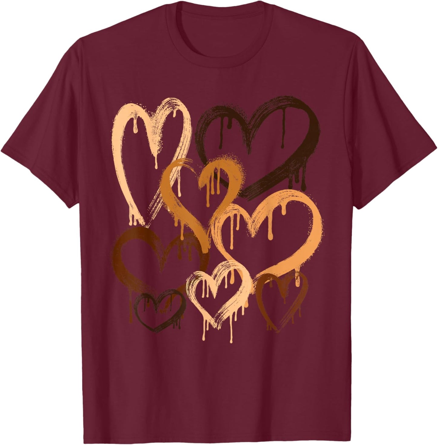 Melanin Shades Hearts Black History Month African Men Women T-Shirt - T-Shirt | Maroon
