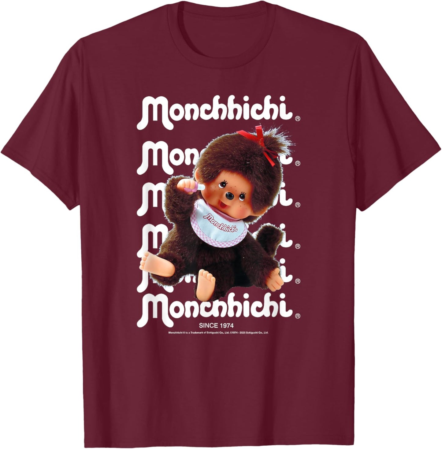 Monchhichi Cute Thumbs Up Fluffy Little Guy Vintage Photo T-Shirt - T-Shirt | Maroon