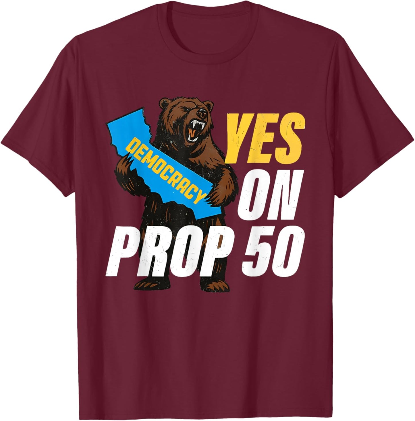 Vintage Yes on Prop 50 American Flag Patriotic Women T-Shirt - T-Shirt | Maroon