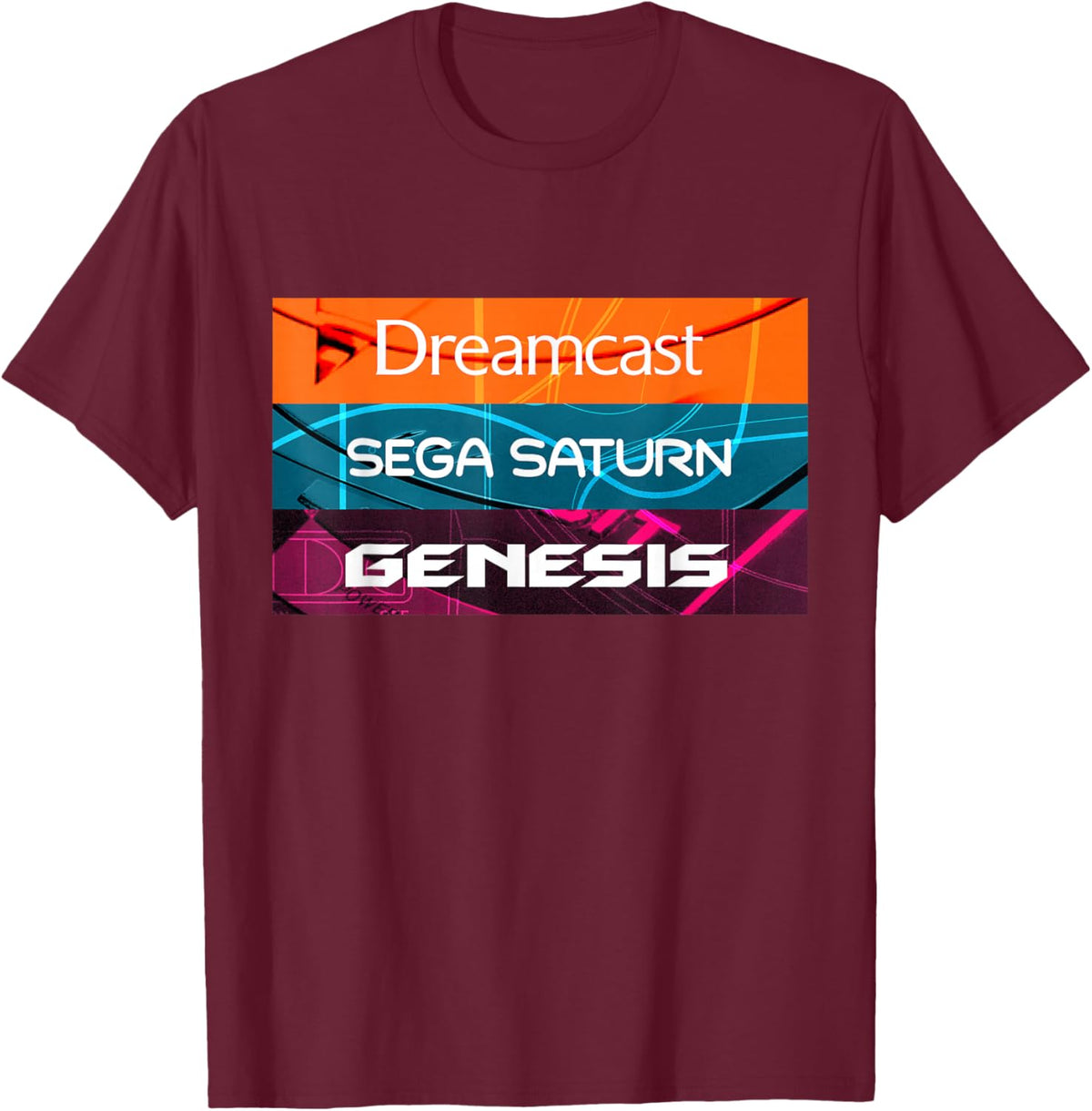 SEGA Dreamcast Genesis Saturn Classic Console Icons T-Shirt - T-Shirt | Maroon