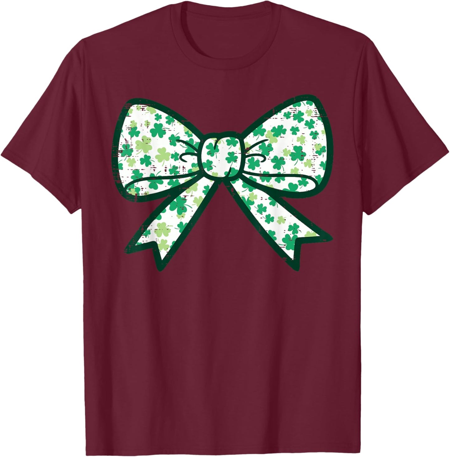 St Patricks Day Bow Ribbon Saint Paddys Girls Kids Women T-Shirt - T-Shirt | Maroon