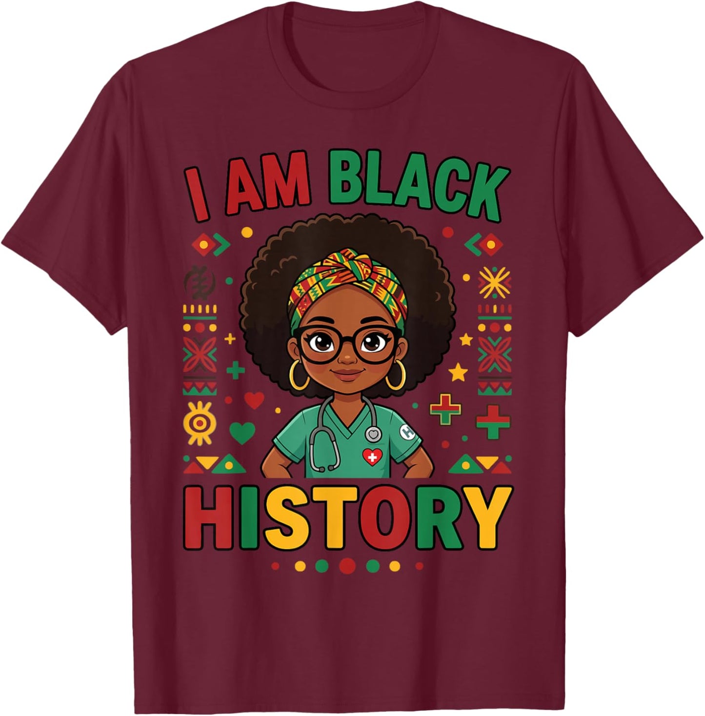 I Am Black History Women Girl Black History Month Juneteenth T-Shirt - T-Shirt | Maroon