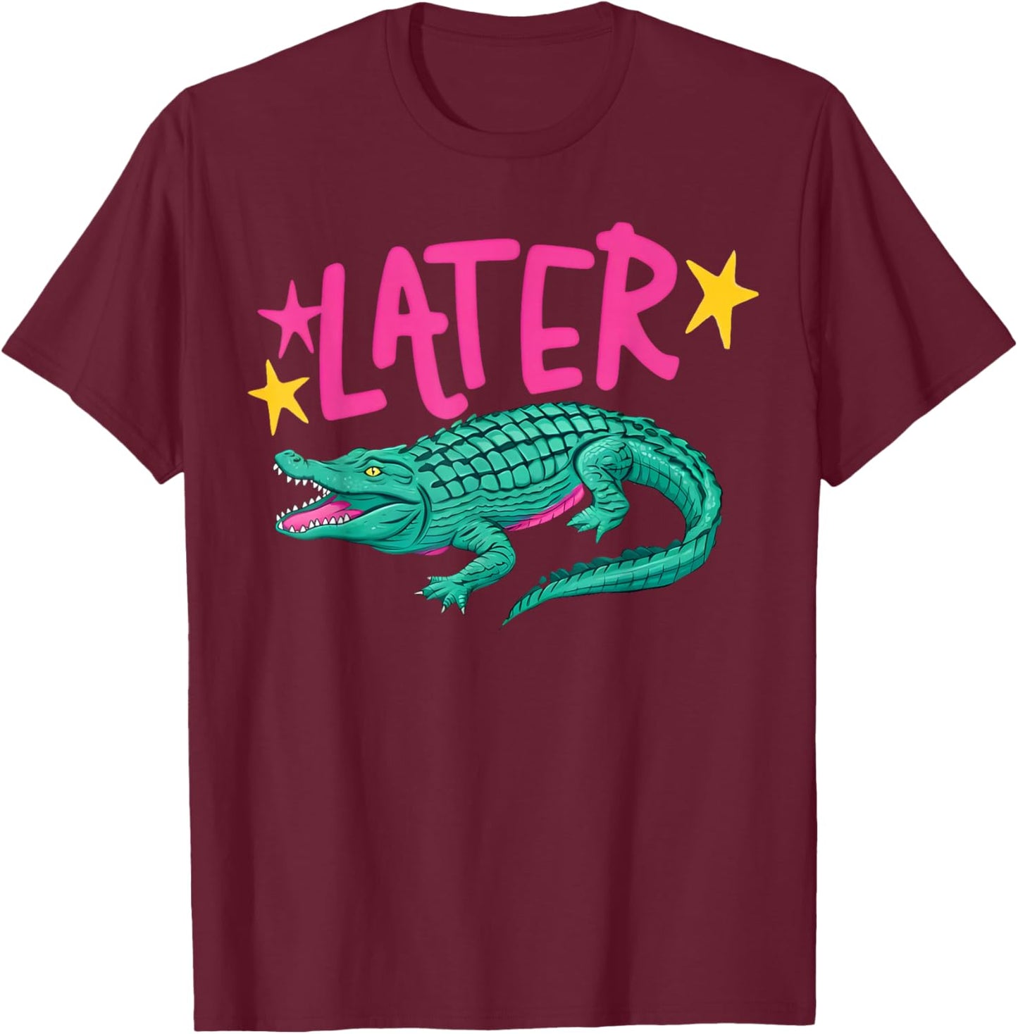 (2 Sides) Retro Later Gator After While Alligator T-Shirt - T-Shirt | Maroon