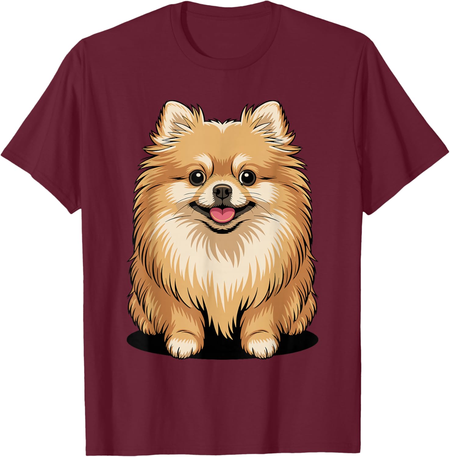 Cute Puppy Breed Artistic Pom Toy Companion Pomeranian T-Shirt - T-Shirt | Maroon