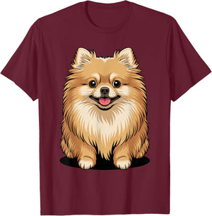 Cute Puppy Breed Artistic Pom Toy Companion Pomeranian T-Shirt - T-Shirt | Maroon