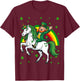 Leprechaun Riding A Magical St Patrick's Day Unicorn T-Shirt - T-Shirt | Maroon