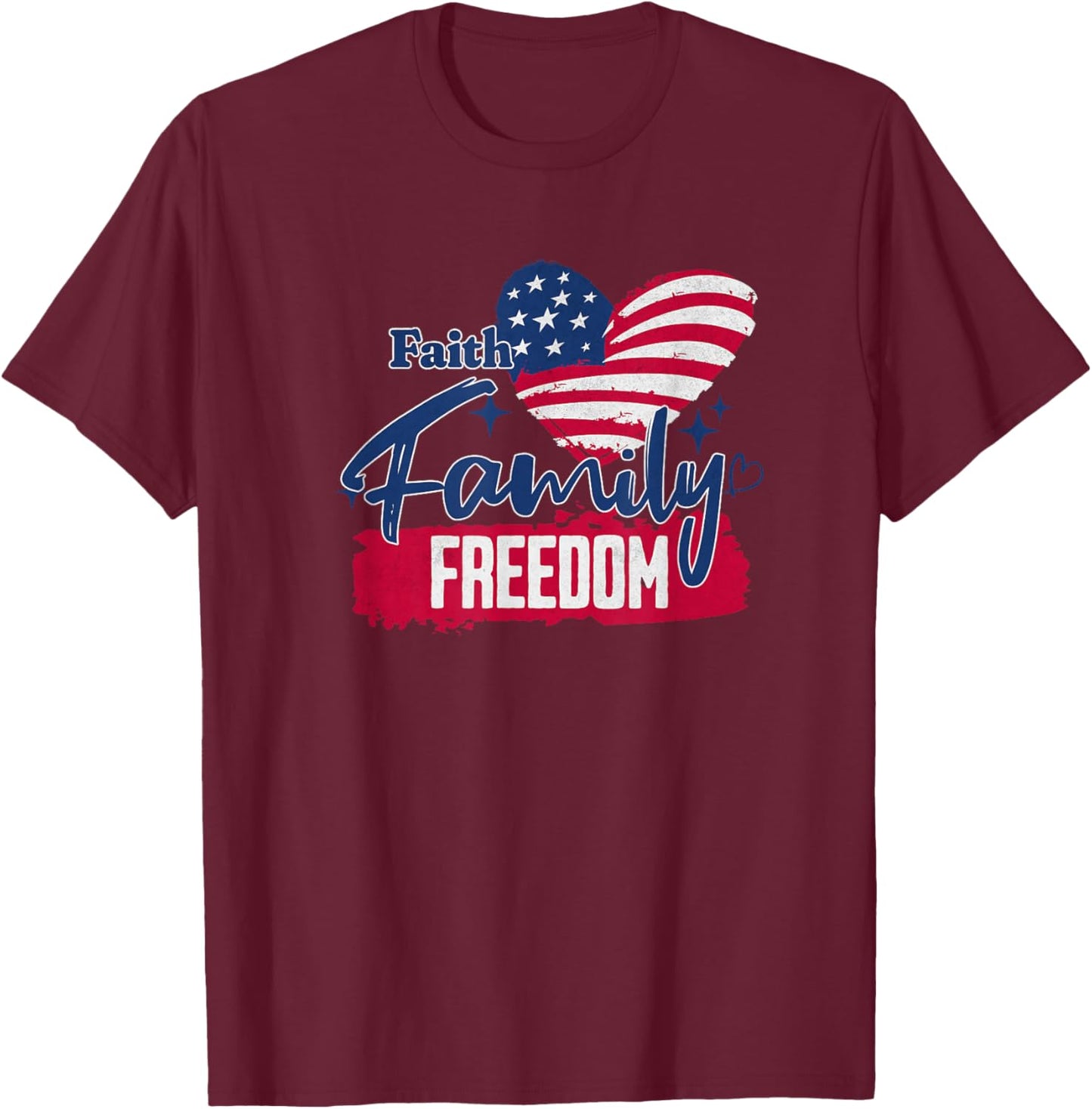Faith Family Freedom American Flag T-Shirt - T-Shirt | Maroon
