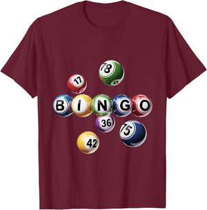 Classic Color Bingo Balls Arrangement T-Shirt - T-Shirt | Maroon