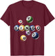 Classic Color Bingo Balls Arrangement T-Shirt - T-Shirt | Maroon