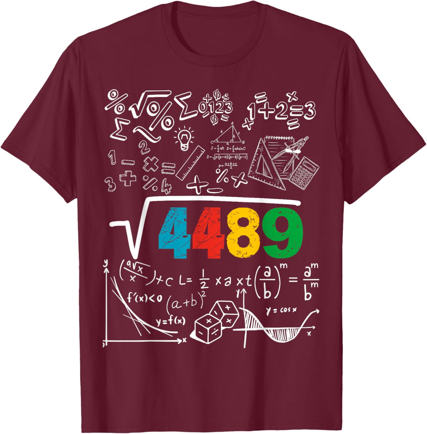 67 Meme Square Root 4489 Slang Six Seven Math Teacher T-Shirt - T-Shirt | Maroon