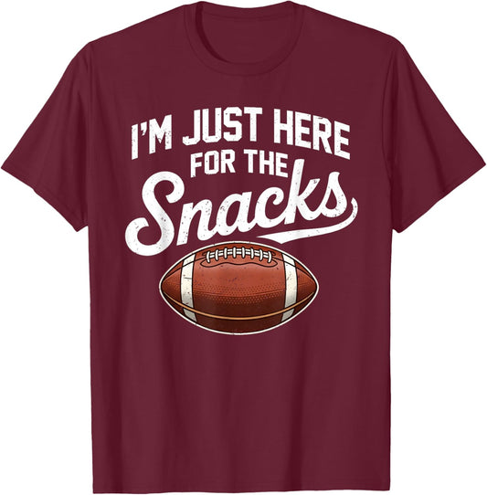 Just Here for The Snacks American Football Funny Women Kids T-Shirt - T-Shirt | Maroon