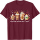 Christmas Calories Don't Count Iced Coffee Gingerbread Bow T-Shirt - T-Shirt | Maroon