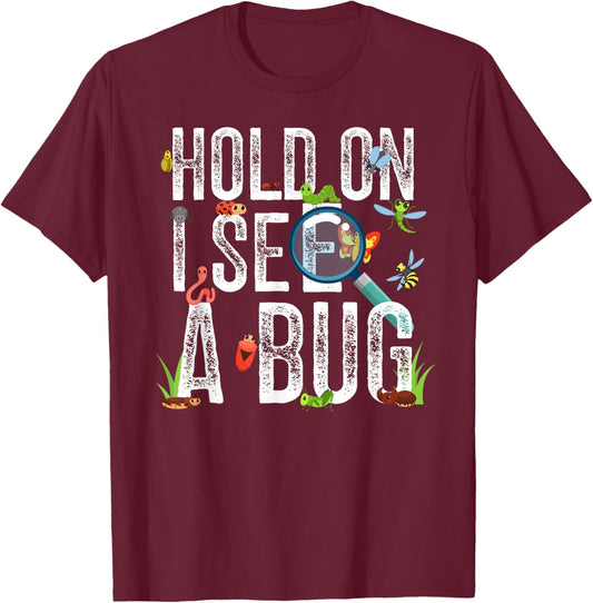 I See A Bug Catcher Bug Hunter Kids Insect Catcher Boys T-Shirt - T-Shirt | Maroon