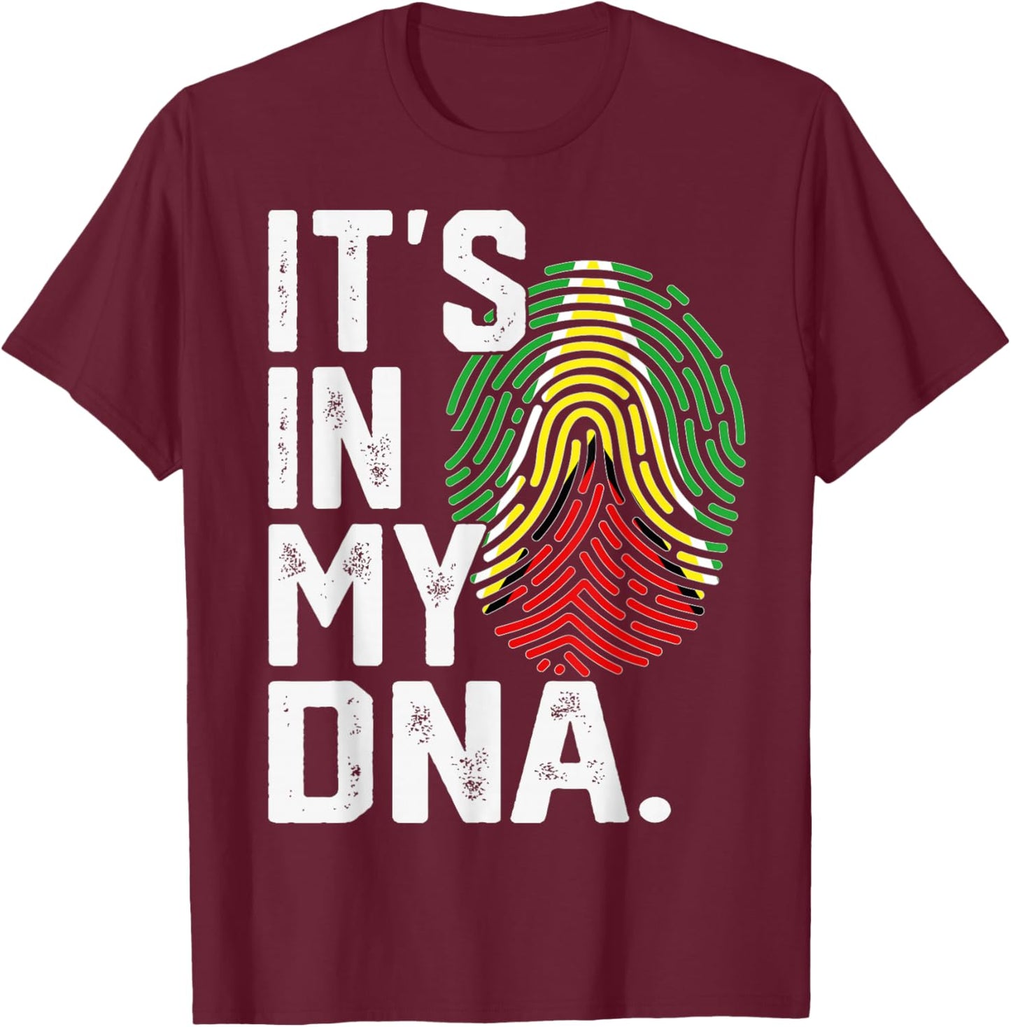 Guyana Roots Flag Fingerprint Graphic Patriotic T-Shirt - T-Shirt | Maroon