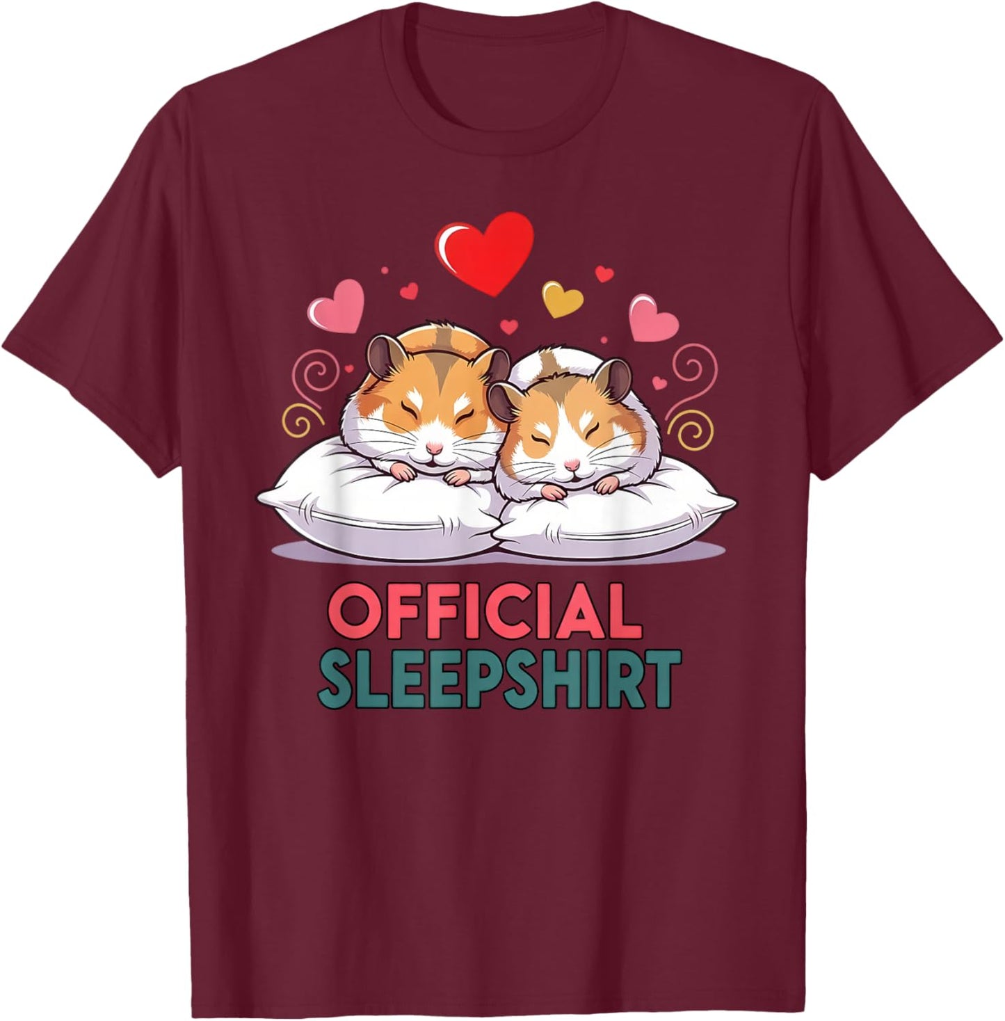 Cozy Sleepshirt Cute Hamster Couples Valentine's Day T-Shirt - T-Shirt | Maroon