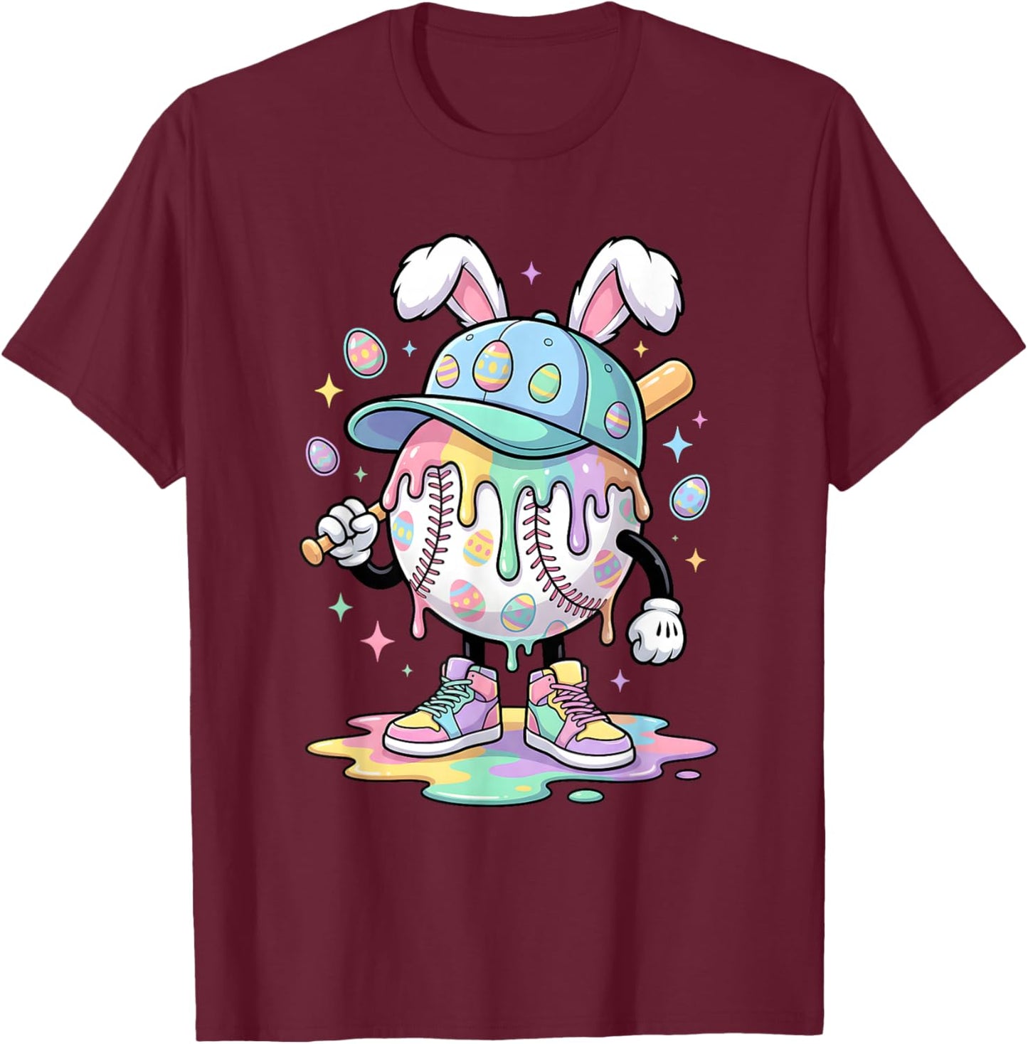Baseball Drip Icecream Apparel Youth Boy Easter T-Shirt - T-Shirt | Maroon