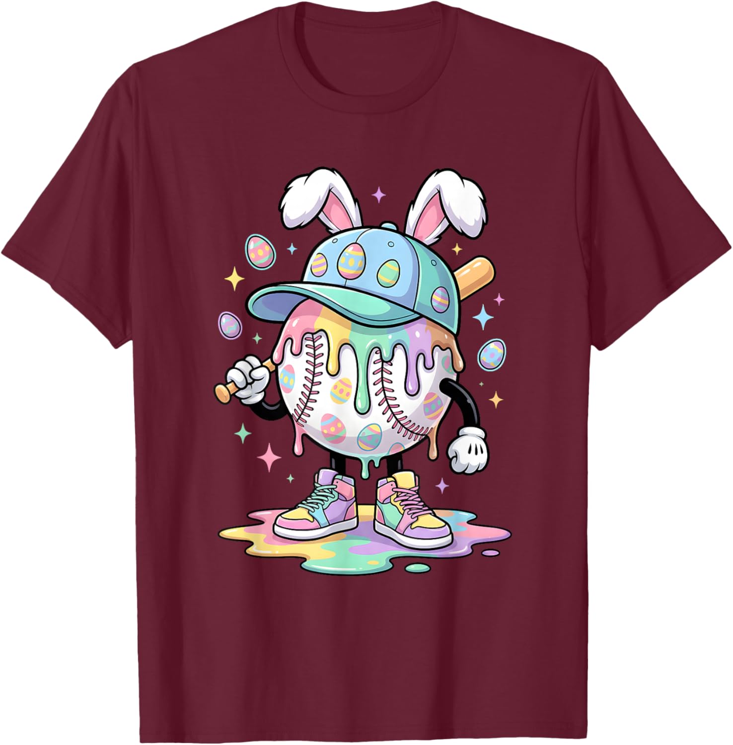 Baseball Drip Icecream Apparel Youth Boy Easter T-Shirt - T-Shirt | Maroon