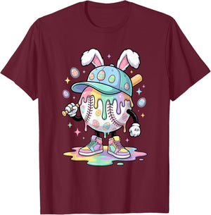 Baseball Drip Icecream Apparel Youth Boy Easter T-Shirt - T-Shirt | Maroon