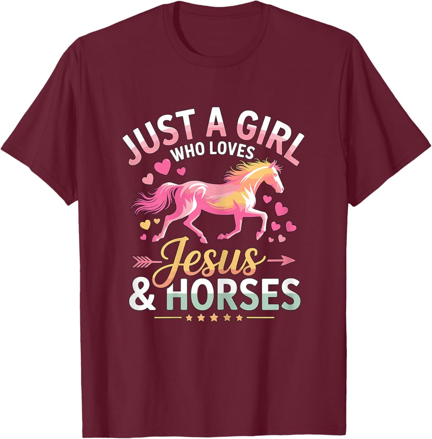 Just a Girl Who Loves Jesus & Horses T-Shirt - T-Shirt | Maroon