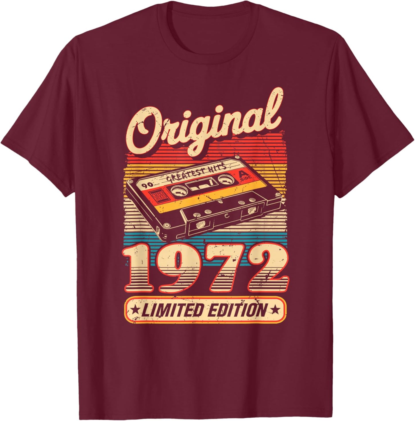 53th Birthday Retro Vintage 1972 Men Women T-Shirt - T-Shirt | Maroon