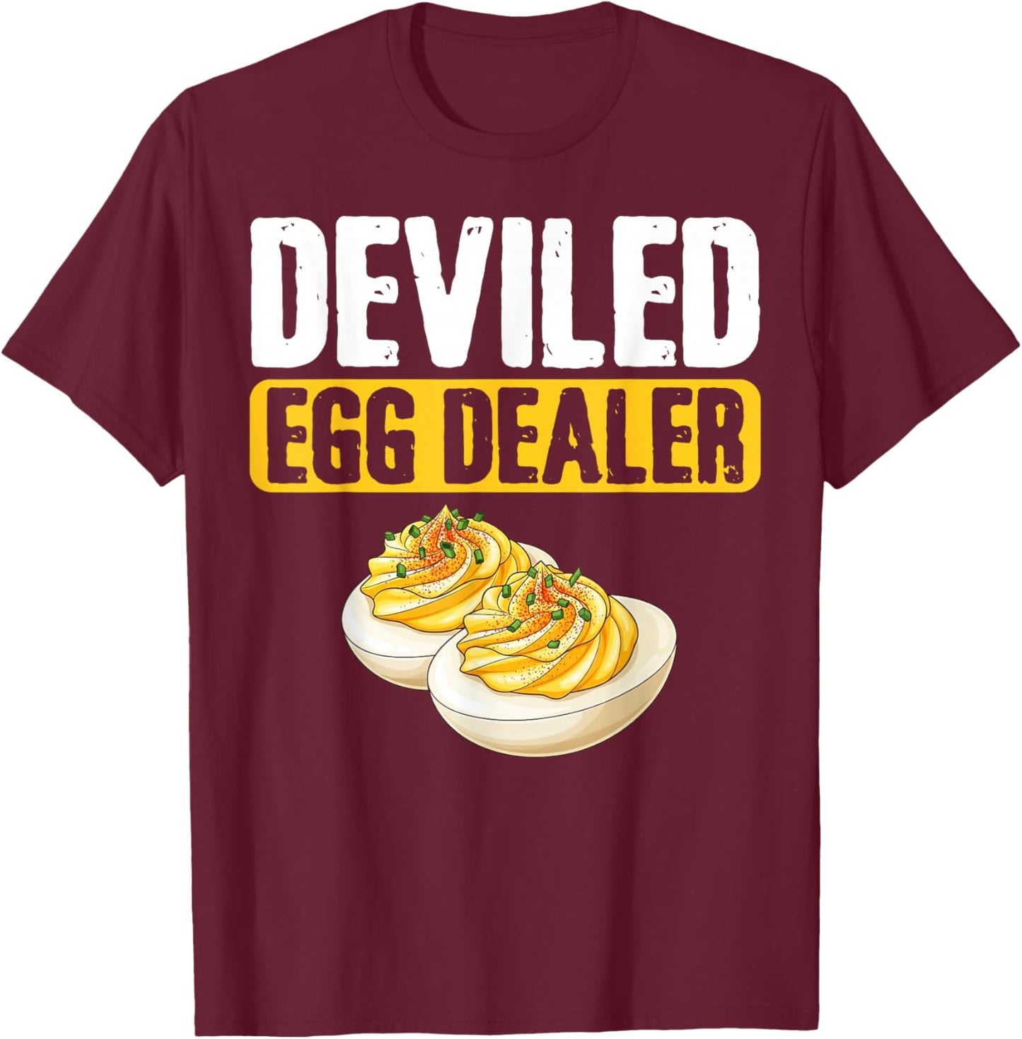 Retro Deviled Egg Dealer Thanksgiving Dinner Funny T-Shirt - T-Shirt | Maroon