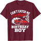 Kids Race Car Racing 3rd Birthday, Can’t Catch Me I'm 3 Bday Boys T-Shirt - T-Shirt | Maroon