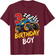 Kids Birthday Monster Truck 3 Year Old Boys 3rd Party Born 2023 T-Shirt - T-Shirt | Maroon