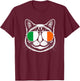 Irish Cat Ireland Flag St Patricks Day Women Girls Cat Lover T-Shirt - T-Shirt | Maroon