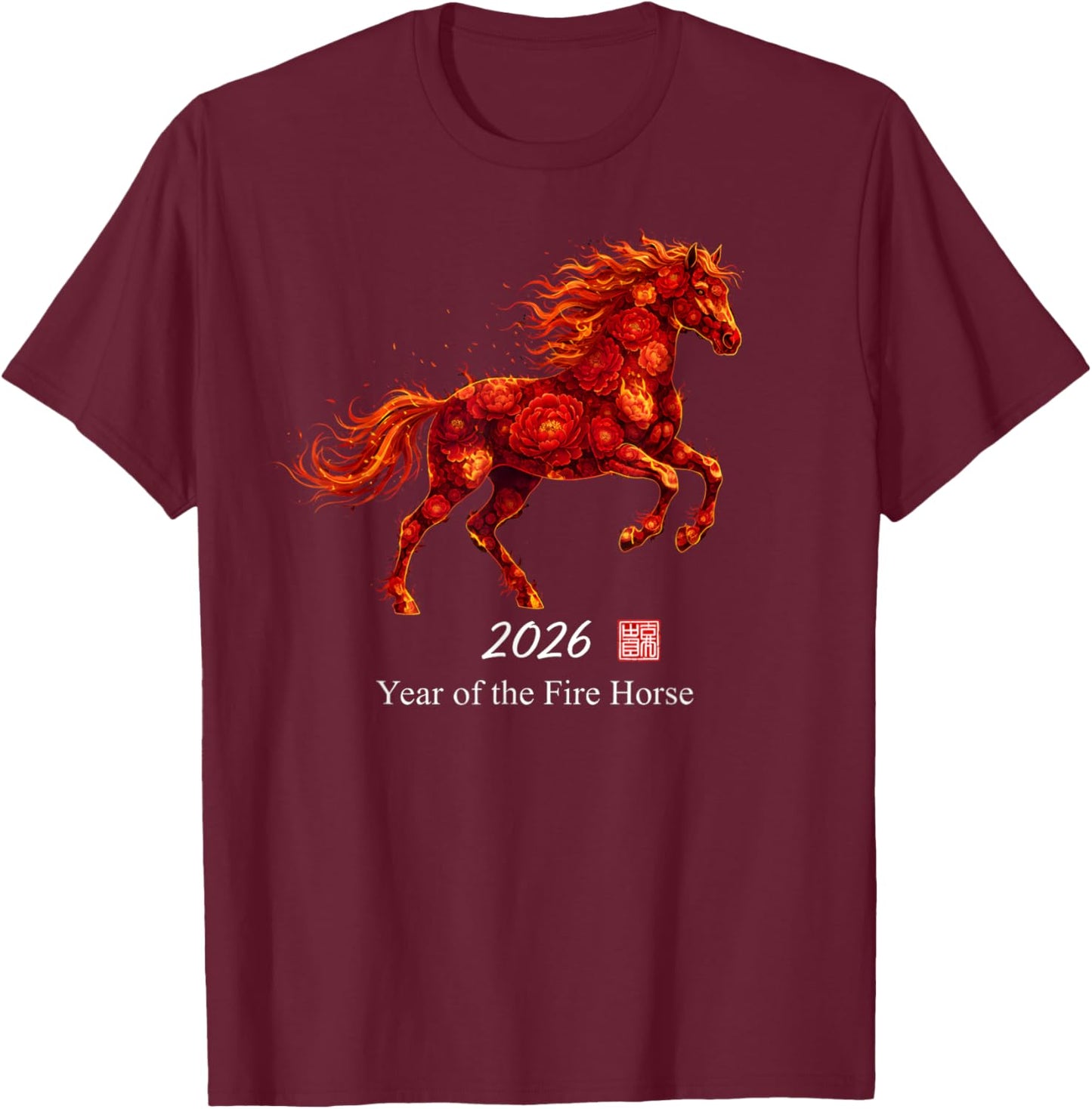 Year of The Fire Horse 2026 60th Birthday 1966 T-Shirt - T-Shirt | Maroon